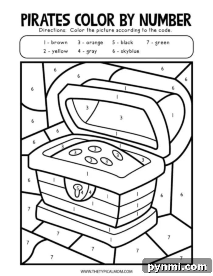 Swashbuckling Pirate Coloring Fun 5 Pirate Color by Number featuring a pirate with a parrot