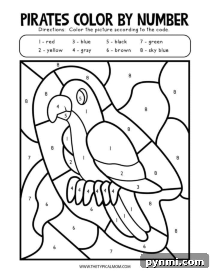 Swashbuckling Pirate Coloring Fun 7 Collection of free Pirate Coloring Pages on a table with coloring supplies