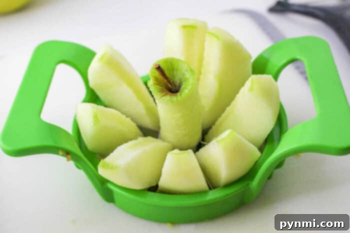 Warm Cinnamon Apple Slices 3 Perfectly Sliced Apples Ready for Baking
