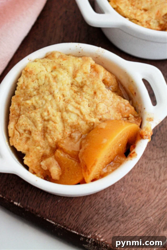 Slow Cooker Cobbler with Cake Mix, golden brown and bubbly