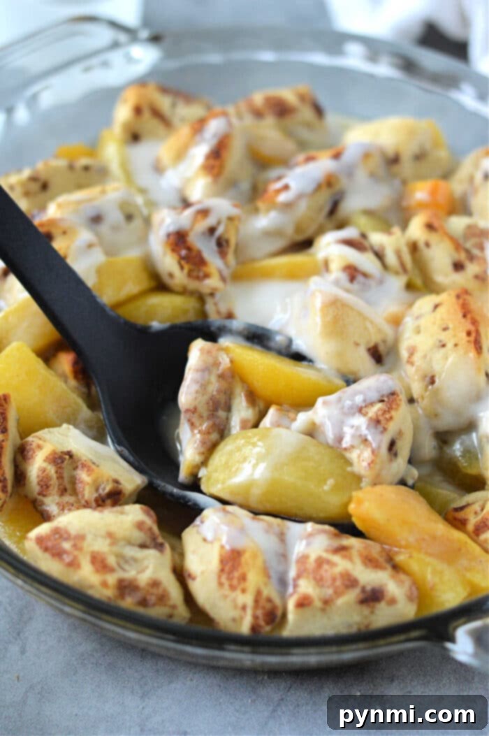 Peachy Cinnamon Swirl Cobbler 2 Refrigerated Cinnamon Rolls Cobbler