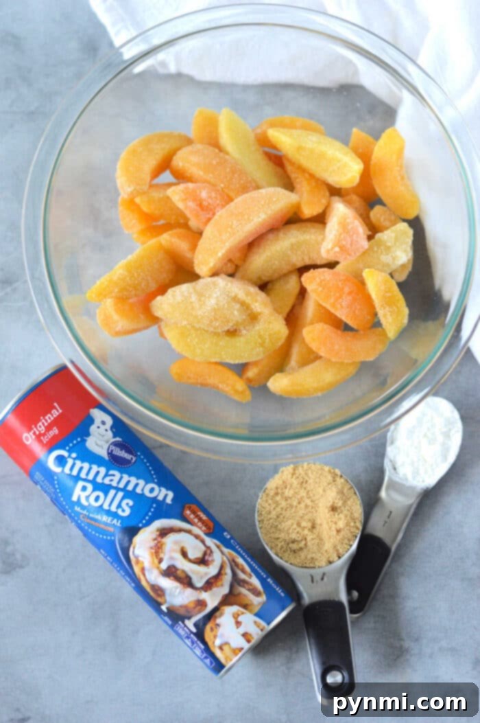 Peachy Cinnamon Swirl Cobbler 3 Cinnamon Roll Peach Cobbler Dump Cake