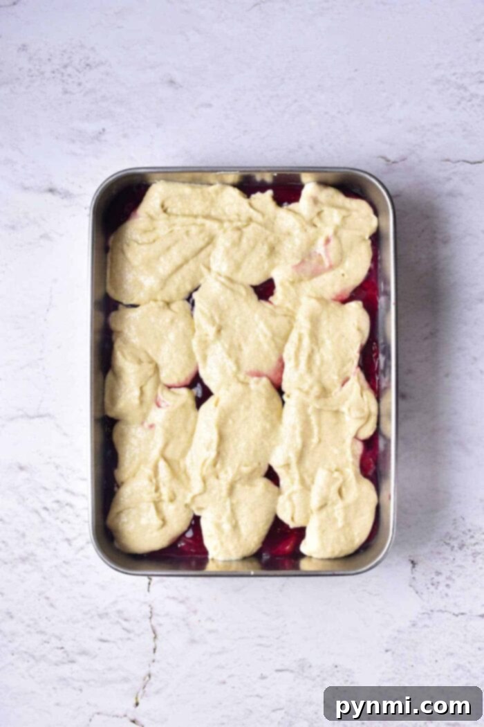 Simple Homemade Cherry Cobbler 6 Delicious baked cherry cobbler in a casserole dish, ready to be served