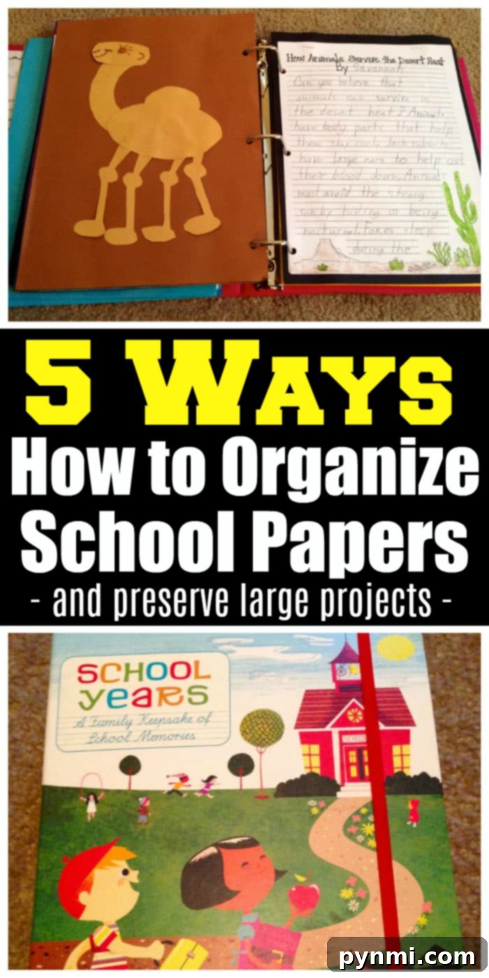 School Binder Organization - A well-organized binder system for school keepsakes