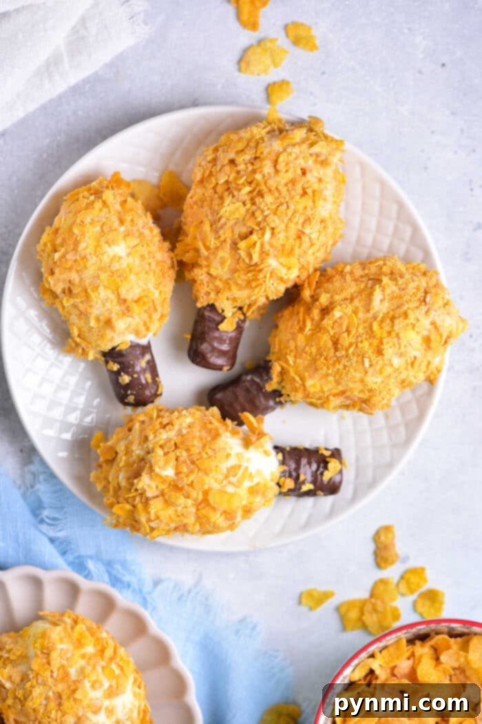 Delicious and fun Fried Chicken Ice Cream drumsticks with a crispy coating