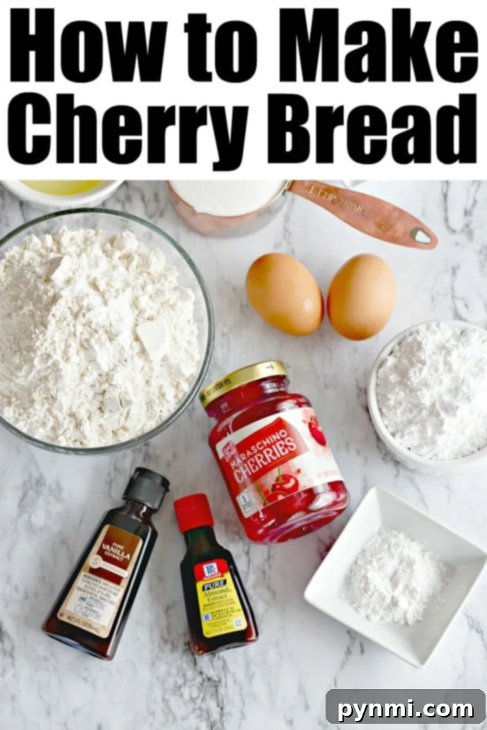 Delicious Cherry Bread Recipe - a perfect sweet treat with maraschino cherries for any occasion! A freshly baked Maraschino Cherry Bread loaf cooling on a wire rack, topped with a delicate white glaze.