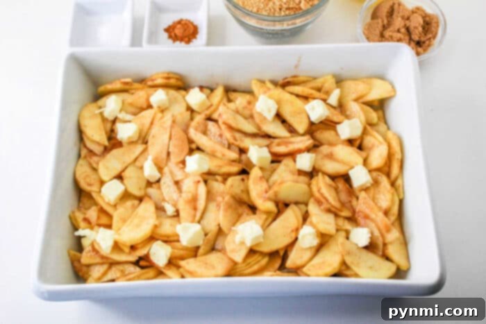 Golden Apple Gratin 6 Cinnamon Apples in Oven baking