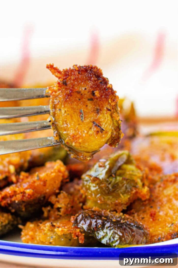 Parmesan Crusted Brussel Sprouts, golden brown and crispy