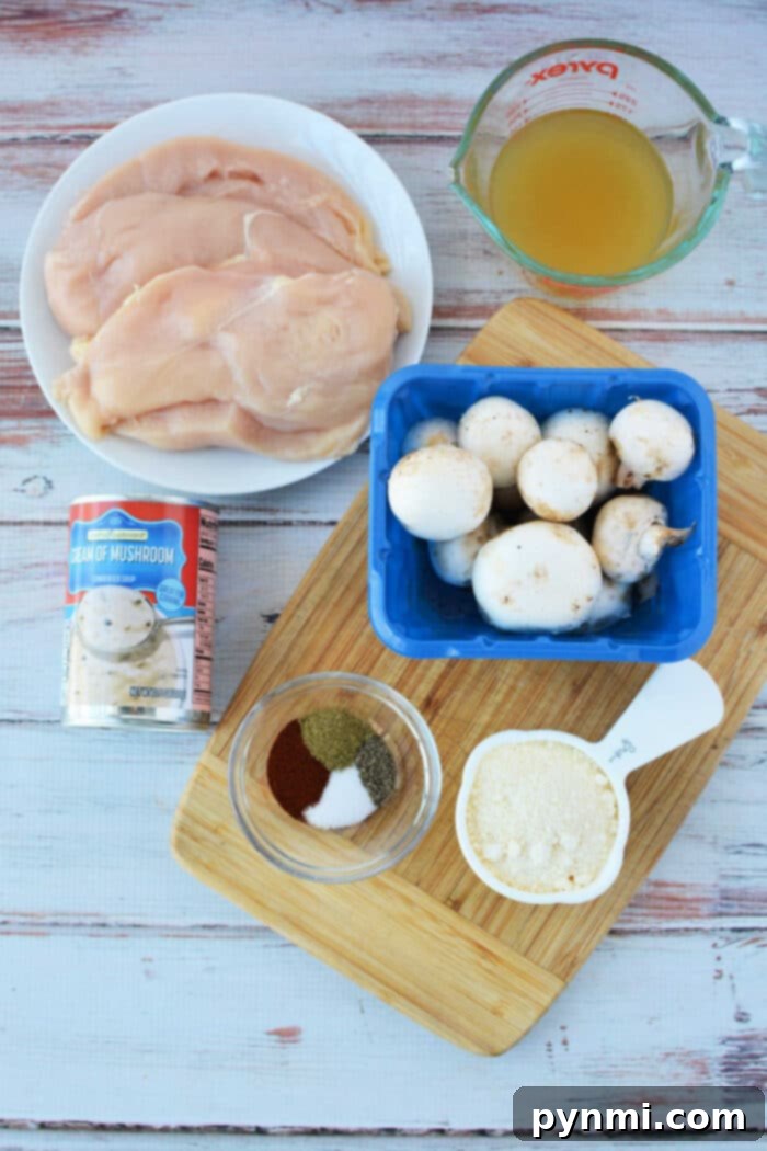 Creamy Chicken Mushroom Delight 3 Creamy Chicken with Mushrooms in a slow cooker