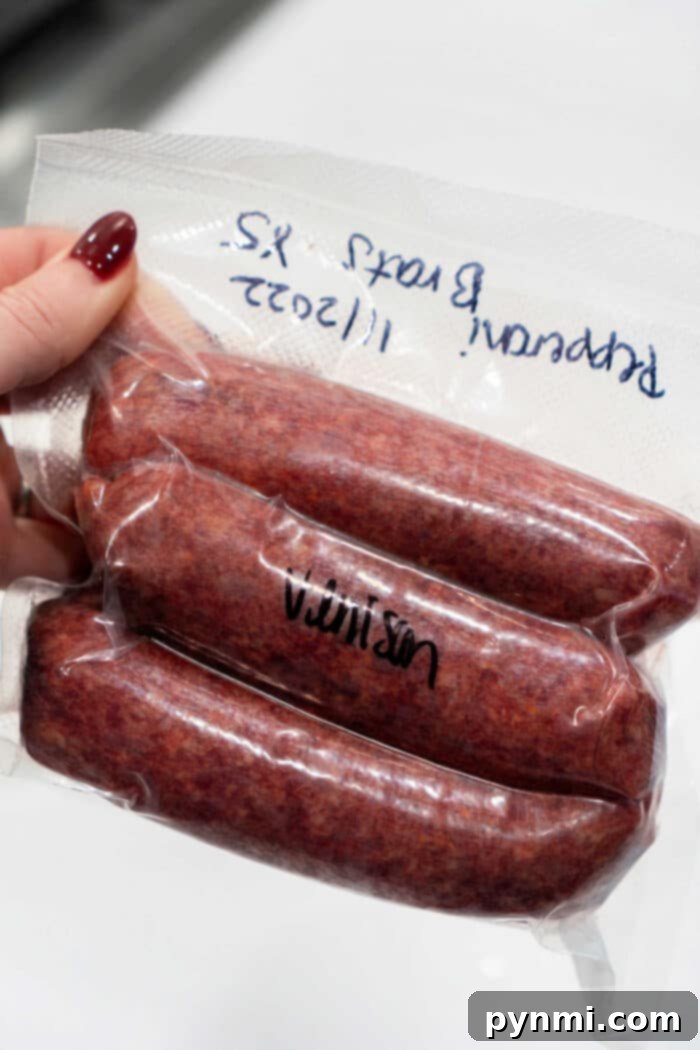 The Ultimate Guide to Preparing Venison Sausage 2 Delicious Venison Sausage links ready for cooking
