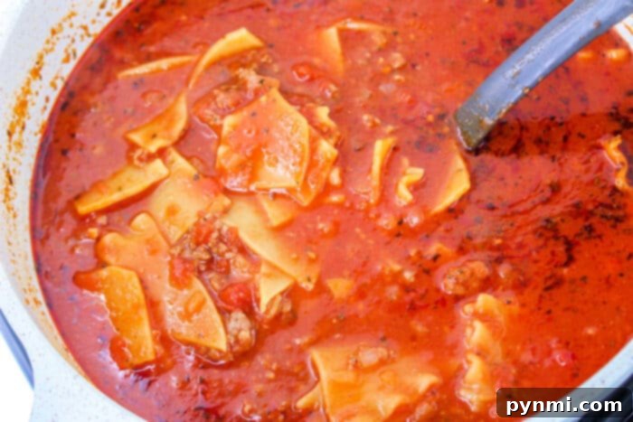 Lasagna Soup on Stove