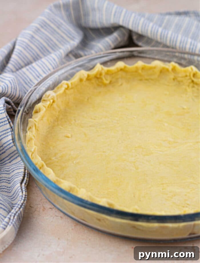 Dairy-Free Pie Crust Made Simple 2 Vegan Pie Crust in a pie dish, ready for filling.