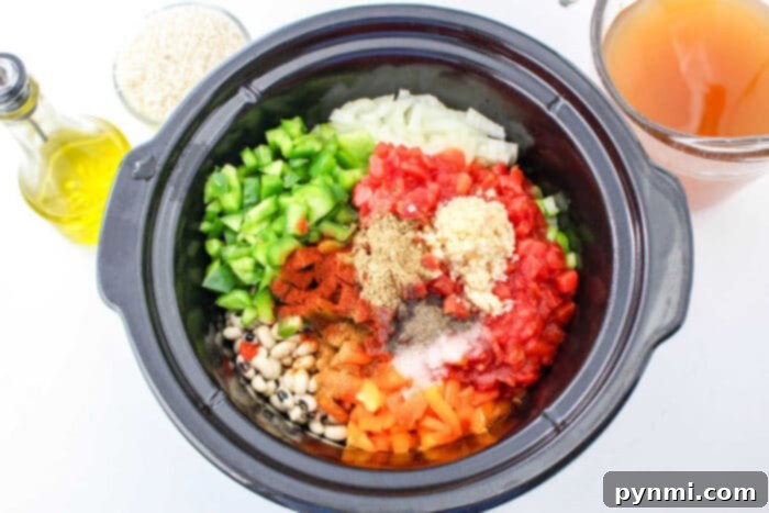 Recipe with Black Eyed Peas and Rice, showing a close-up of the ingredients.