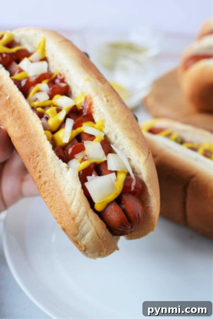 Hot Dogs in the Oven - A delicious and easy meal cooked on a sheet pan, ready to be served.
