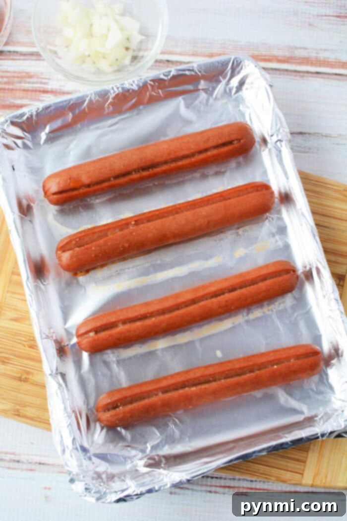 How do You Make Hot Dogs in the Oven – Perfectly roasted and ready to serve on a bun.
