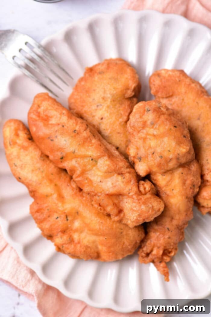 Beer-Battered Chicken Strips 9 Platter of Golden Beer Battered Chicken Tenders