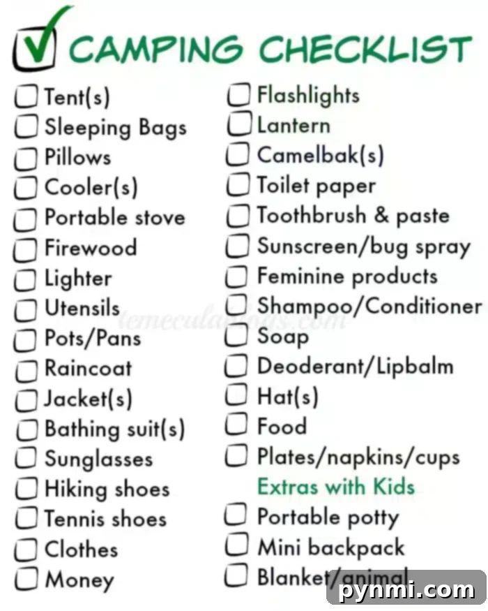 Download your free printable camping checklist here! Free printable camping checklist for family adventures