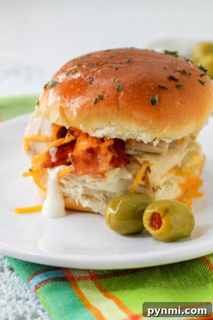 Pulled Chicken Sliders - A colorful array of pulled chicken sliders, artfully arranged and garnished with fresh herbs, set against a vibrant background.