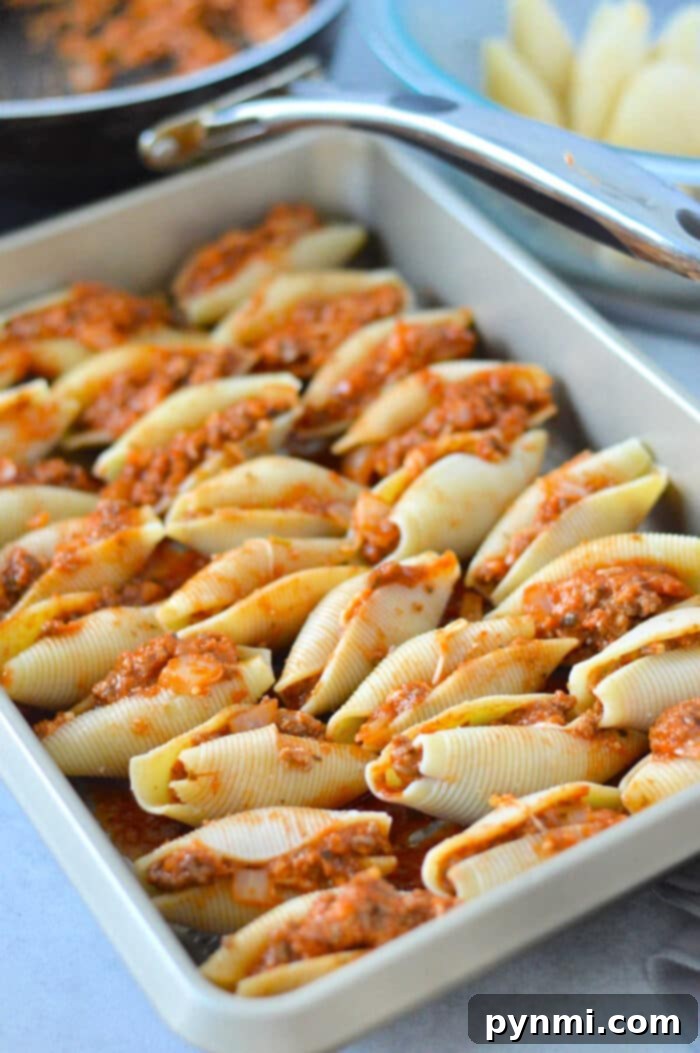 Jumbo Shells with Savory Meat and Creamy Ricotta 5 Stuffed Shells with Ground Beef mixture