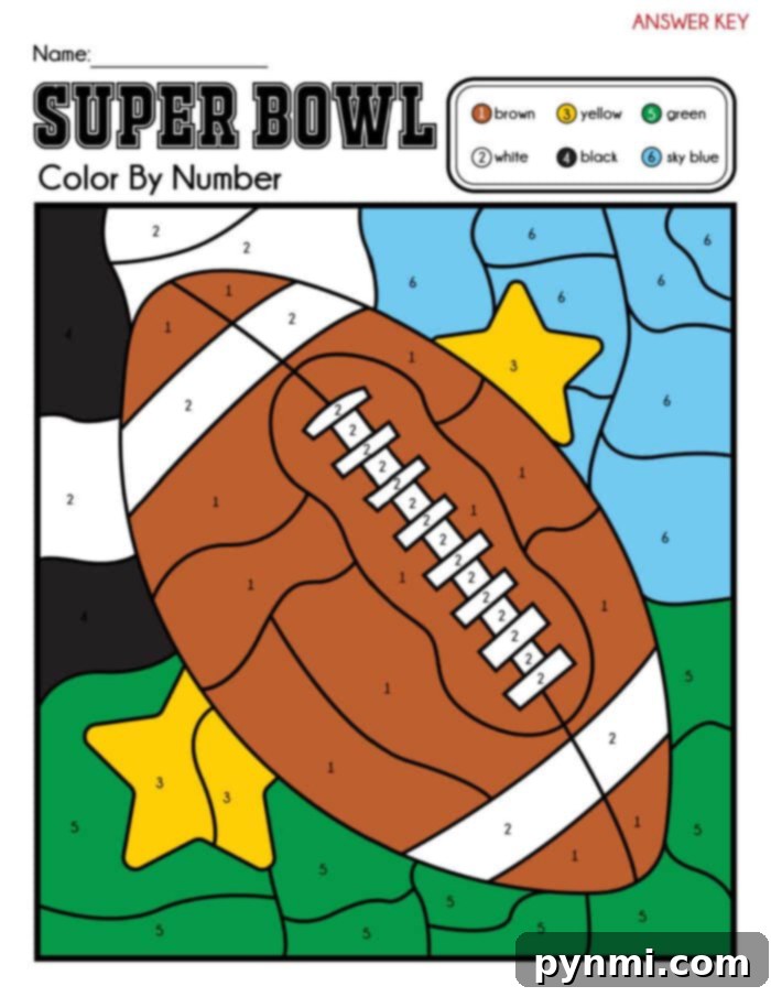 Score Big with Super Bowl Coloring Pages 6 Football Color by Number free