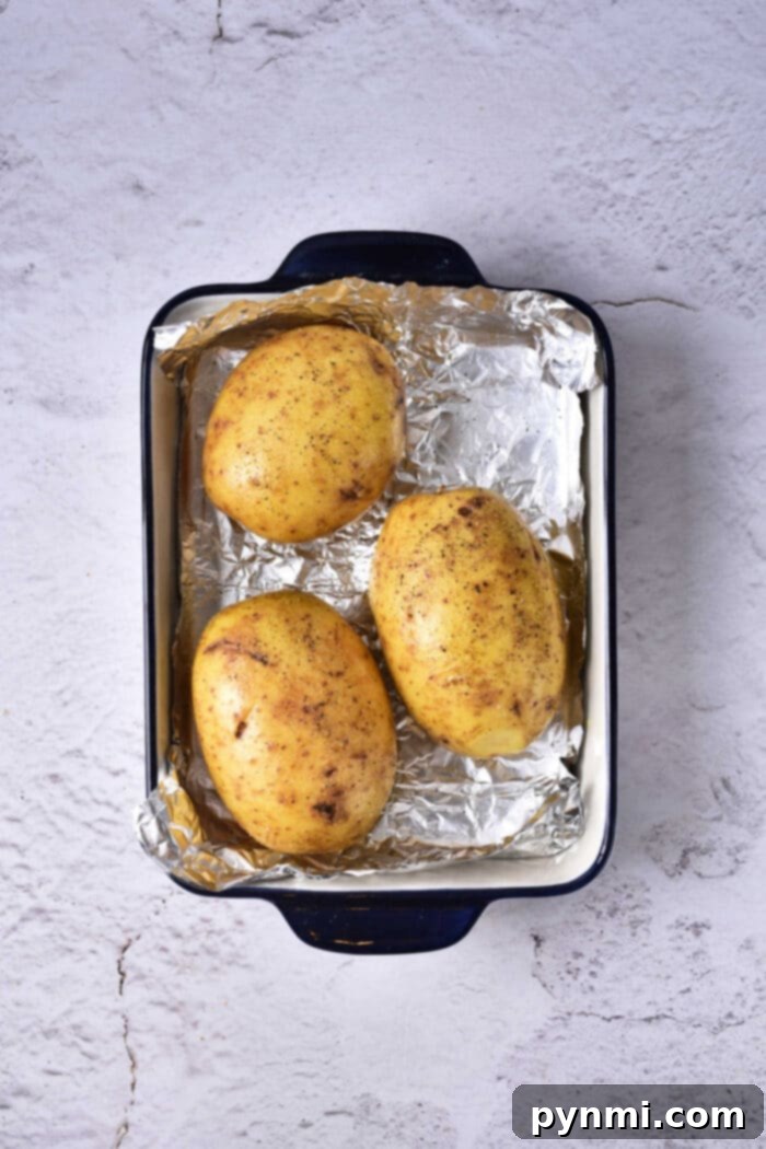 Crisp Perfection: Convection Baked Potatoes 4 roasting potatoes in convection oven
