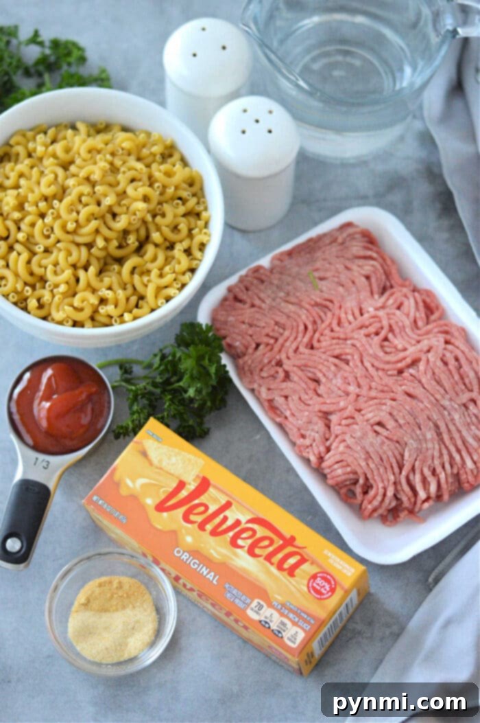 Creamy Velveeta Beef and Pasta Skillet 8 Hamburger Helper from scratch, rich and creamy in a serving dish