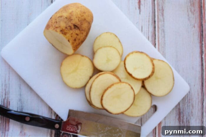 Golden Roasted Potato Slices 4 crispy sliced potatoes
