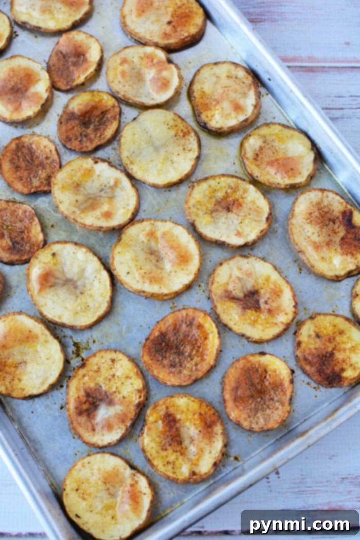 Golden Roasted Potato Slices 7 Potato Slices in Oven