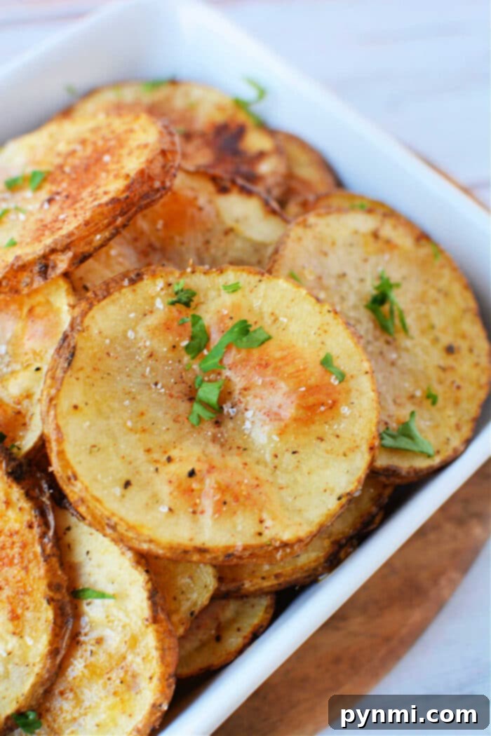 Golden Roasted Potato Slices 8 Sliced Potatoes in Oven