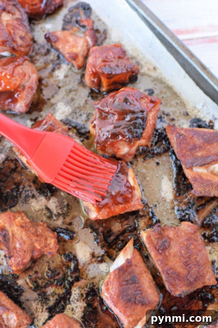 Tender Oven BBQ Riblets 7 A final presentation of glorious Pork Riblets in Oven, ready to be served.