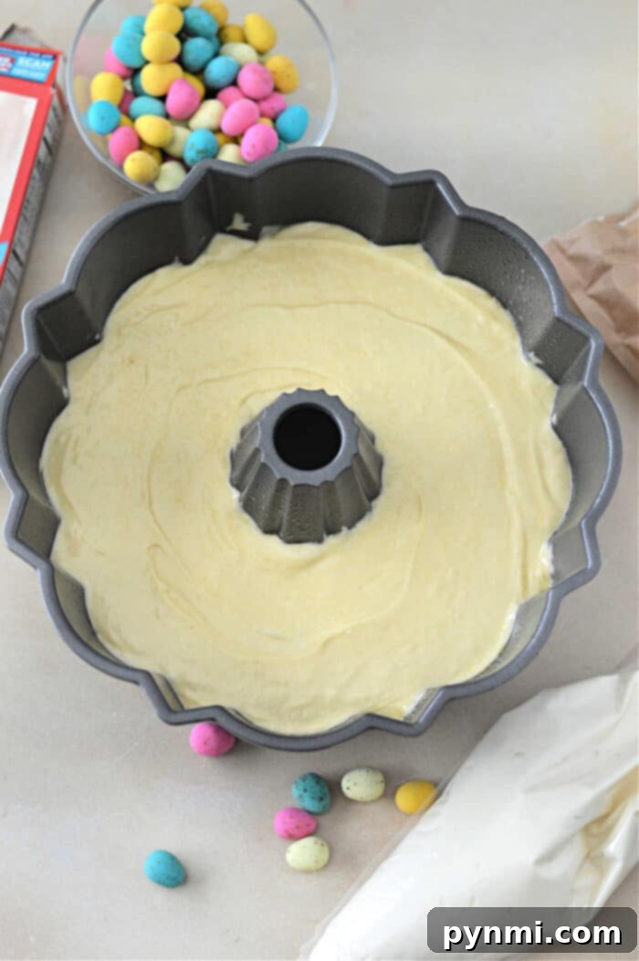 Vibrant spring bundt cake, beautifully decorated for a festive holiday gathering.