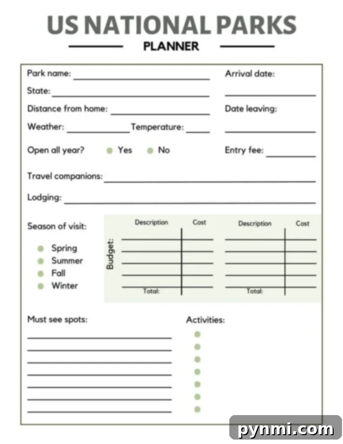 National Parks Unlocked: Your Adventure Tracker 5 National Parks planner