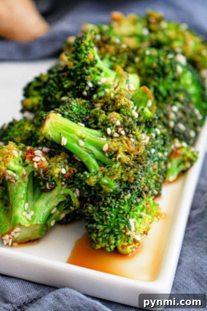 Sautéed Gai Lan 8 Close-up of freshly roasted Chinese broccoli florets