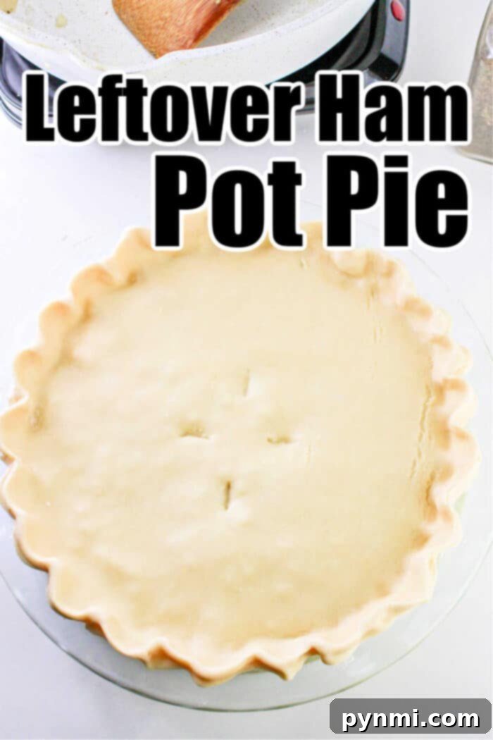 Double Crust Ham Pot Pie, a close-up of a rustic, golden-baked pie