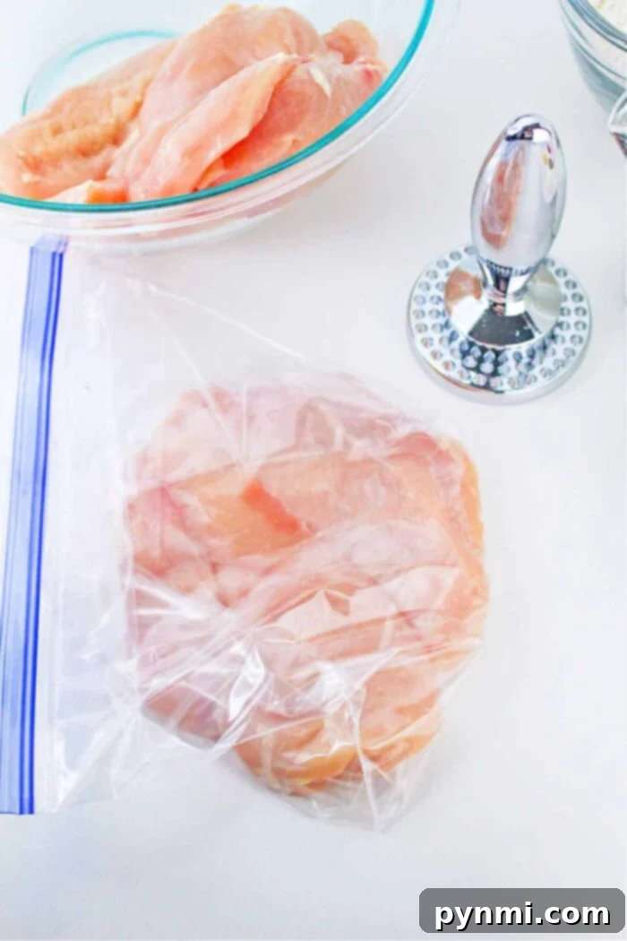 Ideal Deep Frying Time for Chicken Breast 4 Demonstration of how to pound a chicken breast for even thickness