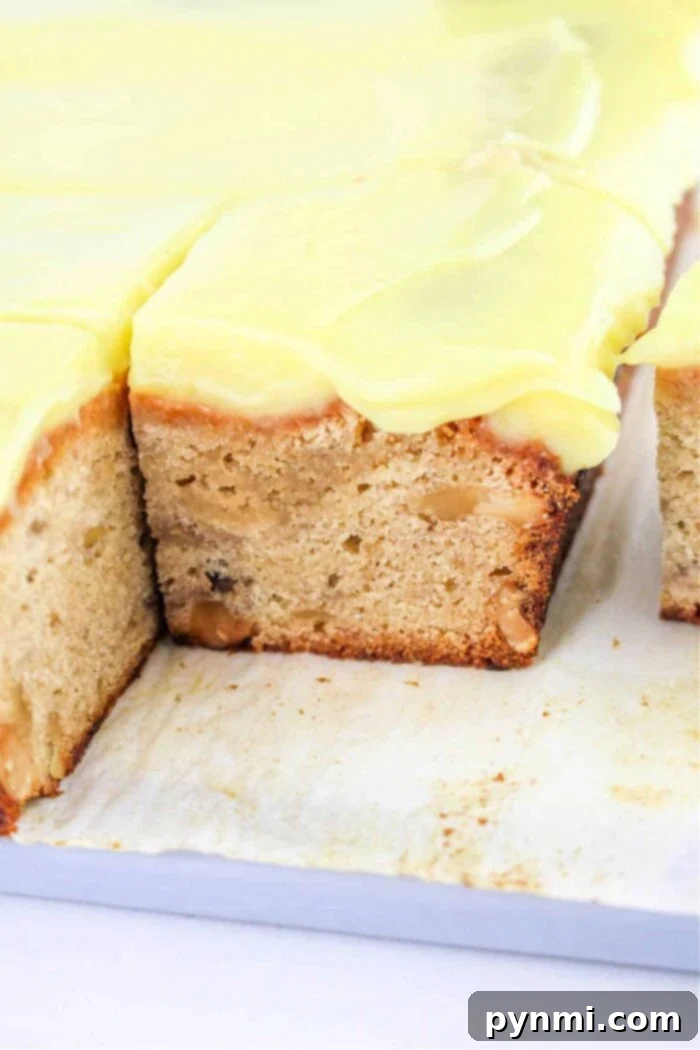 Delicious Homemade Banana and Nuts Cake with Pudding Frosting