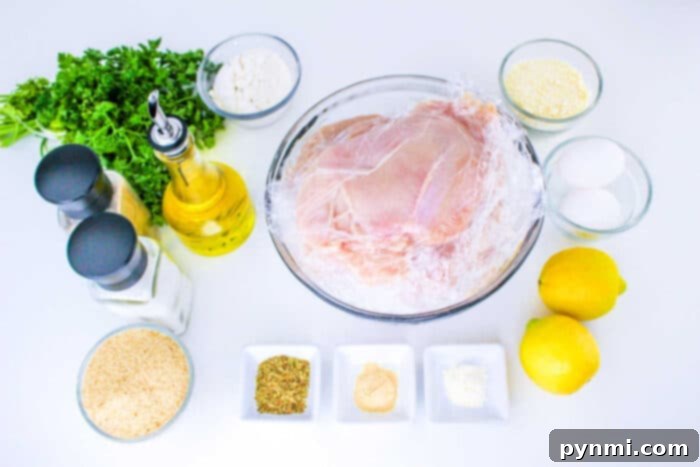 The Best Baking Time for Chicken Cutlets 3 Two golden brown baked chicken cutlets resting on a plate with fresh parsley, ready to be served, emphasizing the simplicity and appeal of home-cooked meals.