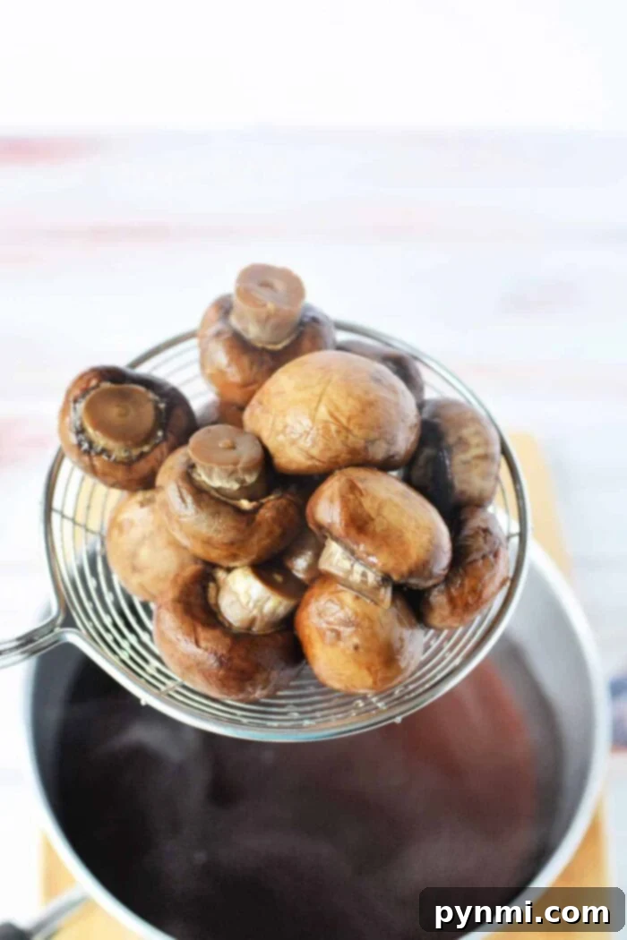 Simmered Fungi 8 boiled portabello mushrooms