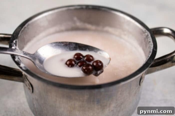 Whip Up Perfect Boba Pearls at Home 6 Freshly cooked tapioca pearls in a bowl, ready for serving.
