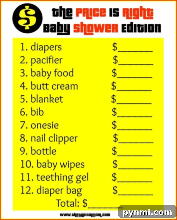 Sweet & Simple Baby Shower Decorations 2 the price is right baby shower game