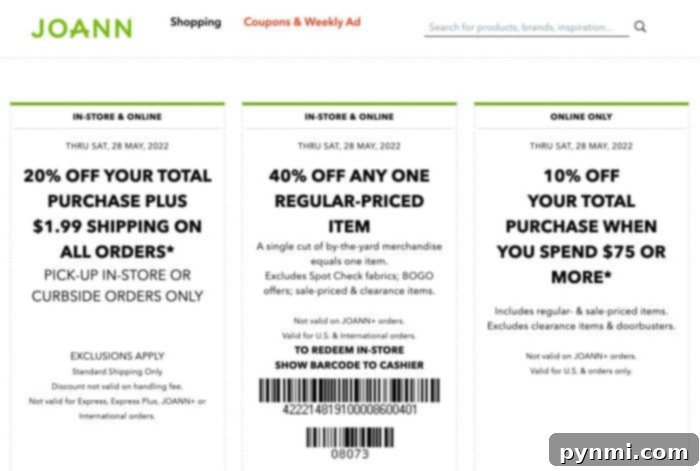 Joann coupons for saving money on craft supplies