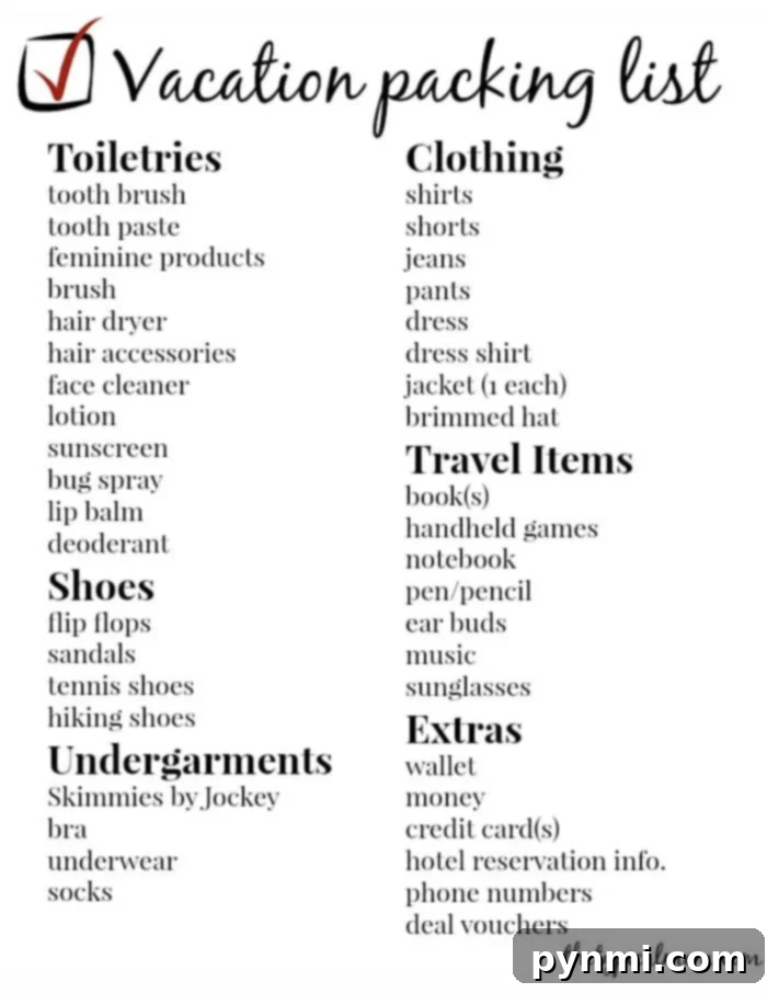 Free Vacation packing list plus tips and tricks on what to pack when you're going on a vacation. Things will make your trip easier with kids on vacation. #printable #vacation #checklist Organized travel packing list items