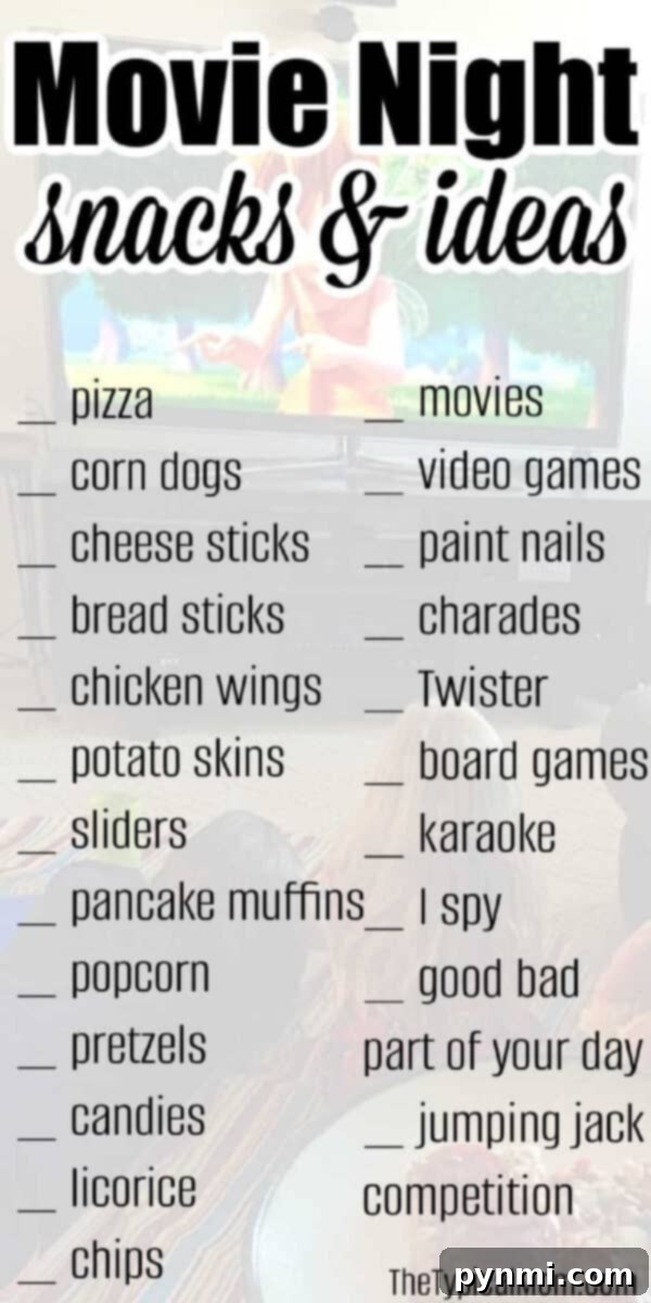 Homemade Family Movie Magic 5 Printable movie night ideas list for family fun at home.