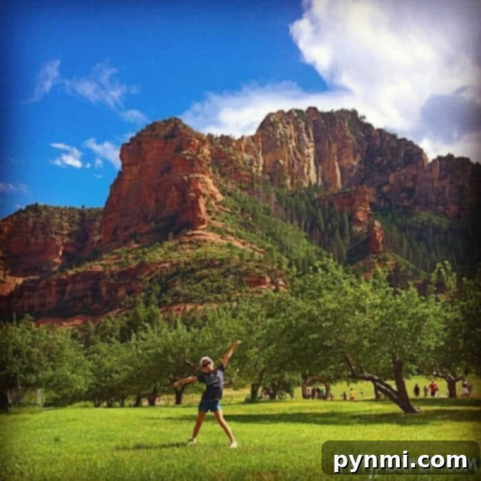 Discover Sedona, Arizona: A comprehensive guide to its stunning red rock landscapes, Slide Rock State Park, and family-friendly adventures. Includes tips for visiting Flagstaff and exploring nearby natural wonders. Panoramic view of Sedona, Arizona's stunning red rock landscape with lush greenery and a clear sky, ideal for family vacations