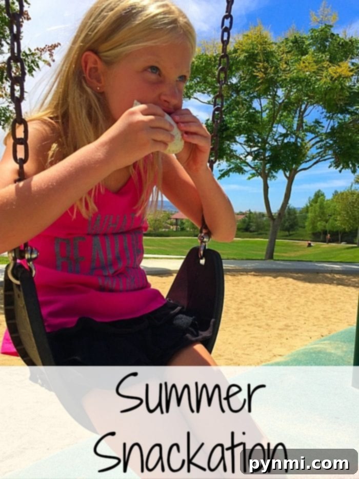 Summer Snackation: Staycation Fun with Kids' Favorite Treats Family enjoying a summer snackation at home with various snacks and treats