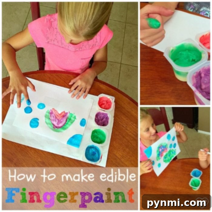 How to make edible fingerpaint. Fun and cheap activity to do with toddlers, create paint they can eat after they decorate their paper. How to make edible finger paints!