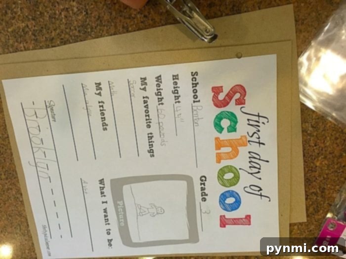 Step-by-step guide for first day of school paper cover