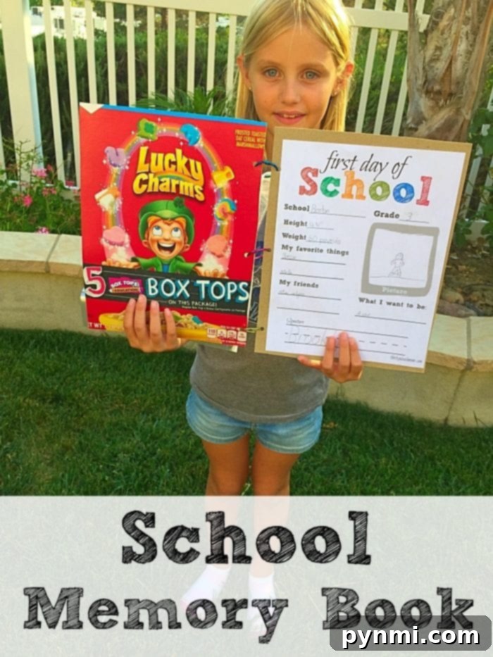 Finished school memory book for keeping school papers and art
