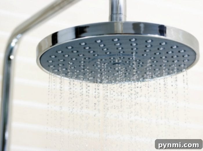 person taking a quick, efficient shower to conserve water