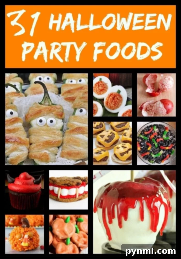 Delicious and creative Halloween recipes for kids and parties. Features fun pumpkin and ghost-themed appetizers, snacks, dinner, and desserts. A vibrant collection of Halloween recipes for kids, including pumpkin-themed treats and spooky snacks.